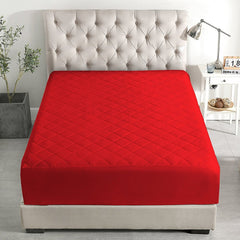 Red Quilted Waterproof Mattress Protector