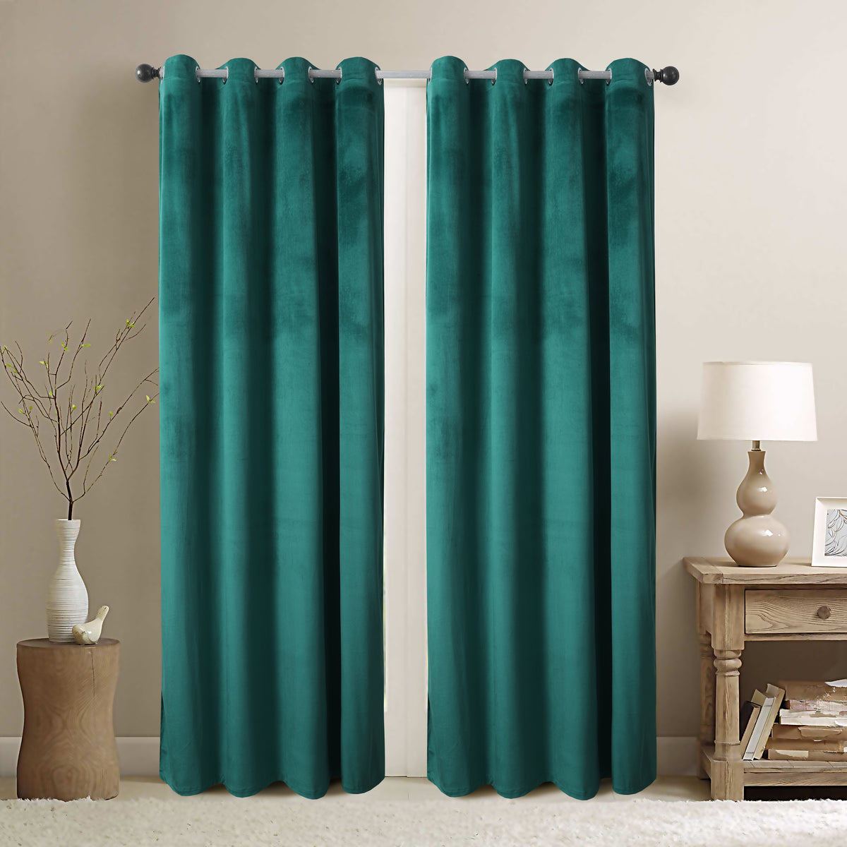 Velvet Curtains Pack of 2 Design plain 028